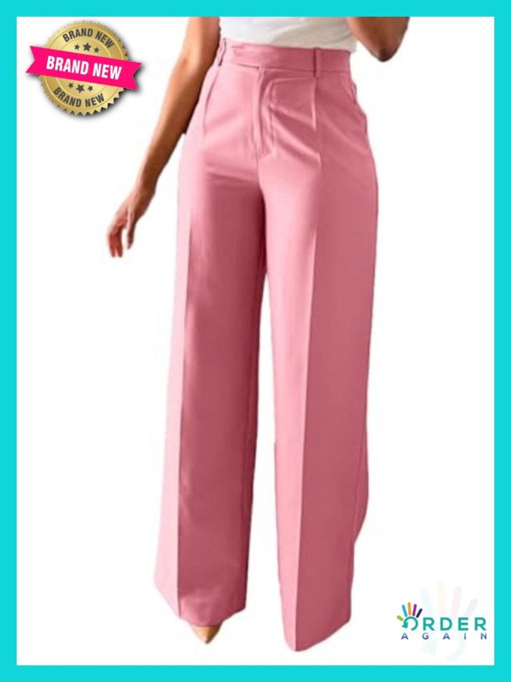 Wide Leg Dress Pants High Waisted Straight Leg Slacks Business Work Trousers